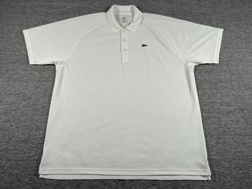 Lacoste Sport Polo Shirt Mens XXXXL 9 White Short Sleeve Cotton Preppy